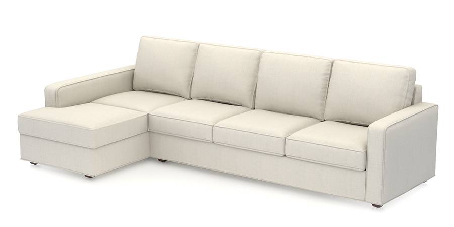 Apollo Sofa Set (Pearl, Fabric Sofa Material, Regular Sofa Size, Soft Cushion Type, Sectional Sofa Type, Sectional Master Sofa Component) by Urban Ladder