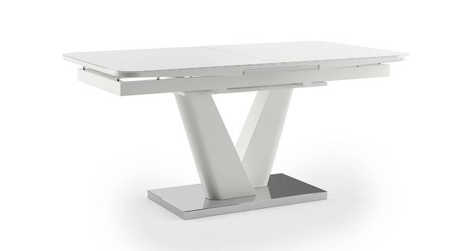 Caribu 6 to 8 Extendable Dining Table with Set of 8 Casey Swivel Dining Chair in Dual Tone (White High Gloss Finish, DUAL TONE, 8 No of Chairs, 6 to 8 Table Seating Capacity) by Urban Ladder - - 