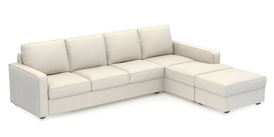 Apollo Sofa Set (Pearl, Fabric Sofa Material, Regular Sofa Size, Soft Cushion Type, Sectional Sofa Type, Sectional Master Sofa Component) by Urban Ladder