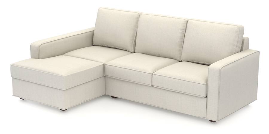 Apollo Sofa Set (Pearl, Fabric Sofa Material, Regular Sofa Size, Soft Cushion Type, Sectional Sofa Type, Sectional Master Sofa Component) by Urban Ladder