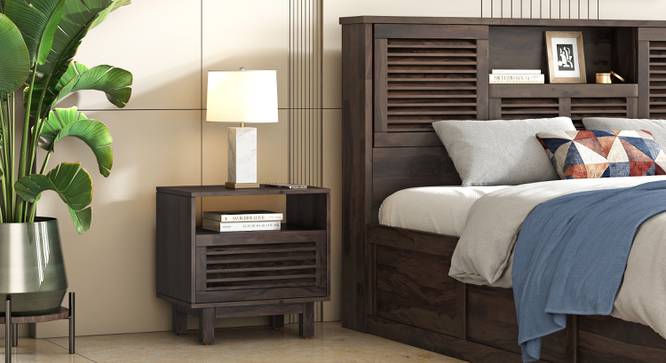 Cambry Solid Wood Bedside Table In American Walnut Finish (American Walnut Finish) by Urban Ladder - - 1001013