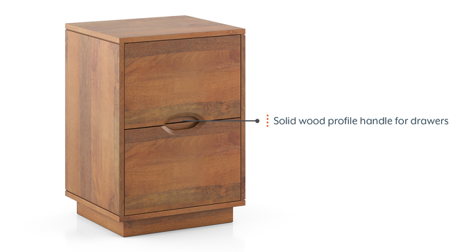 Zephyr Bedside Table Finish - Amber Walnut, (Metal Channel) (Mahogany Finish) by Urban Ladder - - 