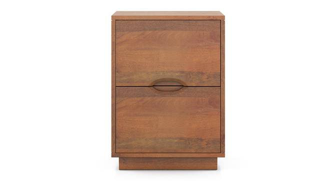 Zephyr Bedside Table Finish - Amber Walnut, (Metal Channel) (Mahogany Finish) by Urban Ladder - - 