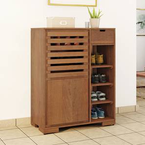 Madden Solid Wood Shoe Rack in Amber Walnut Finish