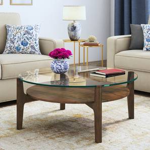 Cayman Round Solid Wood Coffee Table in Danish Walnut Finish