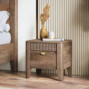 Bed Table Design Toledo Solid Wood Bedside Table in Danish Walnut Finish