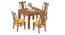 Brighton Square 4 Seater Dining Table with set of 4 Fabio Dining Chair (Four Seater, Amber Walnut Finish, Matty Yellow) by Urban Ladder - - 