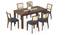 Brighton XL 6 Seater Dining Table with Reed cane dining chairs (Night Blue Velvet, Danish Walnut Finish, 6 No of Chairs, 6 Table Seating Capacity) by Urban Ladder - - 1002377
