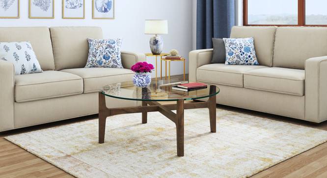 Cayman Glasstop Coffee Table Finish Danish Walnut (Teak Finish) by Urban Ladder - - 