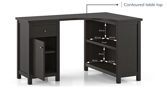 Dickens Solid Wood Corner Desk (American Walnut Finish) by Urban Ladder - - 