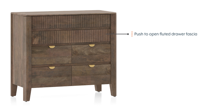 Toledo Solid Wood Chest of 6 Drawers In Danish Walnut Finish (Danish Walnut Finish) by Urban Ladder - - 