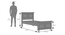 Alexandra Bed Without Storage (Single Bed Size, American Walnut Finish) by Urban Ladder - Dimension - 