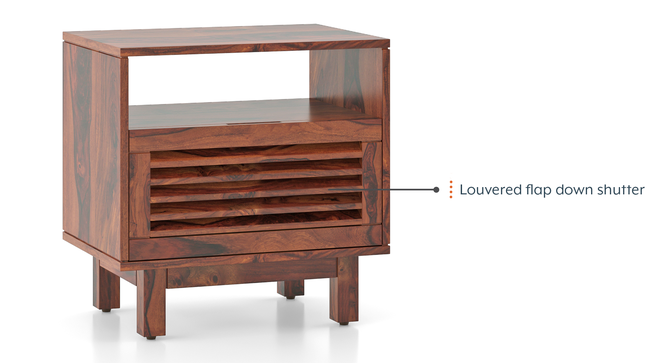 Cambry Solid Wood Bedside Table In American Walnut Finish (HONEY Finish) by Urban Ladder - - 