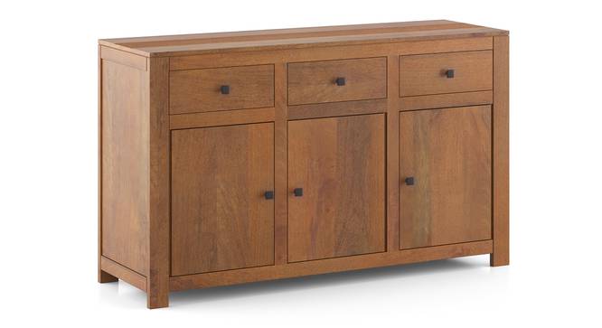 Striado Sideboard, Finish - American Walnut -Metal Channel (Amber Walnut Finish) by Urban Ladder - Side View - 
