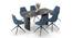 Rosen 6 Seater Ceramic Dining Table With Doris Dining Chairs Set (Blue, Black Finish, Fabric Material, 6 Table Seating Capacity) by Urban Ladder - Design 1 Full View - 1002723