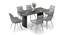 Rosen 6 Seater Ceramic Dining Table With Megan Swivel Dining Chair Set (Grey, Black Finish, Fabric Material, 6 Table Seating Capacity) by Urban Ladder - Design 1 Full View - 1002755