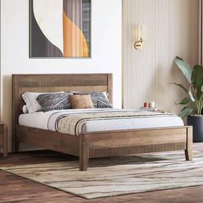 Beds Without Storage Design Toledo Solid Wood King Size Bed without Storage in Danish Walnut Finish