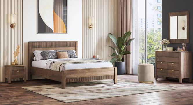Toledo Solid Wood Queen Size -Non Storage Bed In Danish Walnut Finish (King Bed Size, Danish Walnut Finish) by Urban Ladder - Side View - 