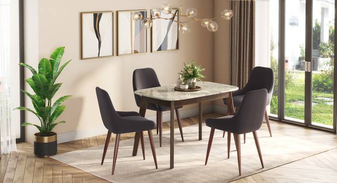 Lunar Grey Mirage Stone Dining Table In Mahogany Finish (Mahogany Finish, Four Seater) by Urban Ladder - - 