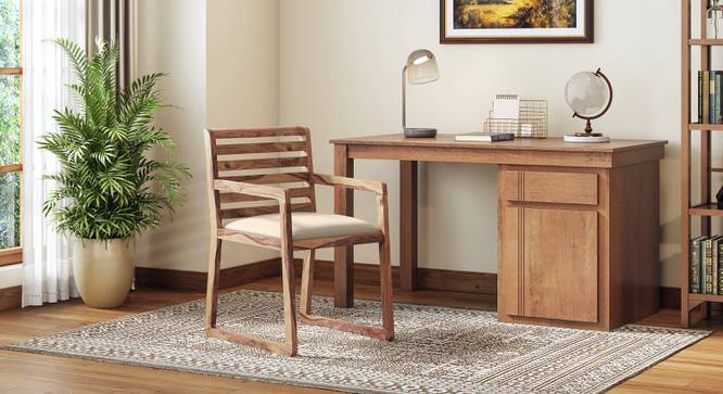 Hawley Study Chair (Teak Finish, Macadamia Brown) by Urban Ladder - Side View - 