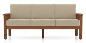 Raynor Wooden Sofa in Amber Walnut Finish (Macadamia Brown)