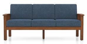 Raynor Wooden Sofa in Amber Walnut Finish (Midnight Indigo Blue)