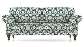 Amara Fabric Sofa (Blue Floral Damask Print)
