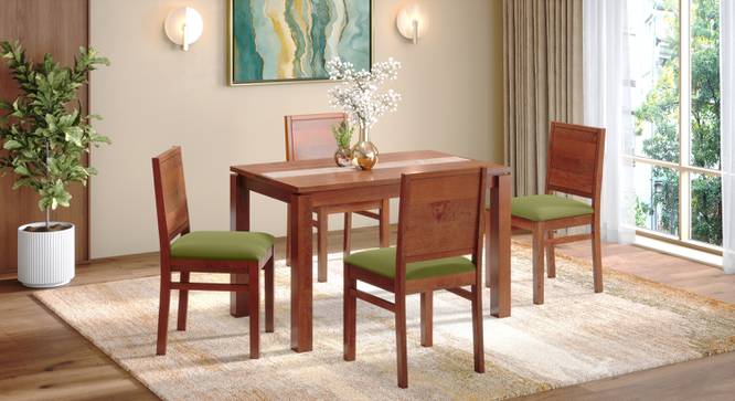 Atlas Crest Solid Wood 4 Seater Dining Table In Honey Finish (Four Seater, HONEY Finish) by Urban Ladder - Front View - 