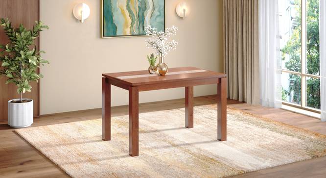 Atlas Crest Solid Wood 4 Seater Dining Table In Honey Finish (Four Seater, HONEY Finish) by Urban Ladder - Front View - 1003234