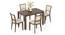 Atlas Solid Wood 4 Seater Dining Table With Reed Dining Chairs Set (Macadamia Brown Hopsack Weave, Danish Walnut Finish, 4 No of Chairs, 6 Table Seating Capacity) by Urban Ladder - Front View - 