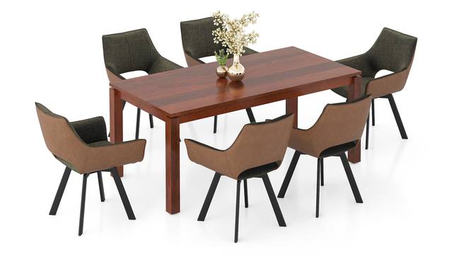 Atlas Solid Wood 6 Seater Dining Table With Casey Swivel Dining Chairs Set (DUAL TONE, HONEY Finish, 6 No of Chairs, 6 Table Seating Capacity) by Urban Ladder - Close View - 1003296