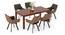 Atlas Solid Wood 6 Seater Dining Table With Casey Swivel Dining Chairs Set (DUAL TONE, HONEY Finish, 6 No of Chairs, 6 Table Seating Capacity) by Urban Ladder - Close View - 1003296