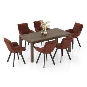 Terra Dining Room Collection Design Atlas Solid Wood 6 Seater Dining Table With Bren Swivel Dining Chairs Set (Danish Walnut Finish, Auburn, 6 No of Chairs, 6 Table Seating Capacity)