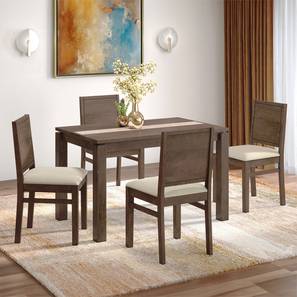 All 4 Seater Dining Table Sets Design Atlas Crest Solid Wood 4 Seater Dining Set in (Wheat Brown) Colour