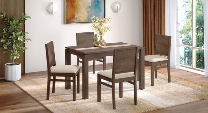 Atlas Crest Solid Wood 4 Seater Dining Table In Danish Walnut Finish With Atlas Dining chair Set (Wheat Brown, Danish Walnut Finish, 4 No of Chairs, 6 Table Seating Capacity) by Urban Ladder - - 