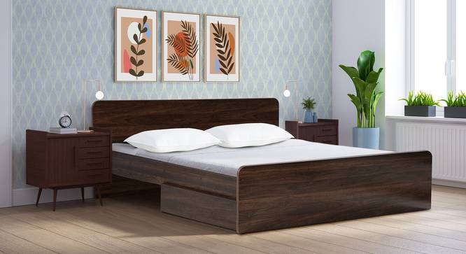 Mateo Storage Bed (Queen Bed Size, 2 Drawer Configuration, Drawer & Box Storage Type, Columbian Walnut Finish) by Urban Ladder - - 