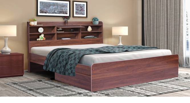 Merkel Engineered Wood Drawer Storage Bed (Queen Bed Size, Drawer Storage Type, Columbian Walnut Finish) by Urban Ladder - - 