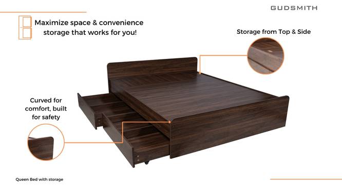 Mateo Storage Bed (Queen Bed Size, 4 Drawer Configuration, Drawer & Box Storage Type, Columbian Walnut Finish) by Urban Ladder - - 