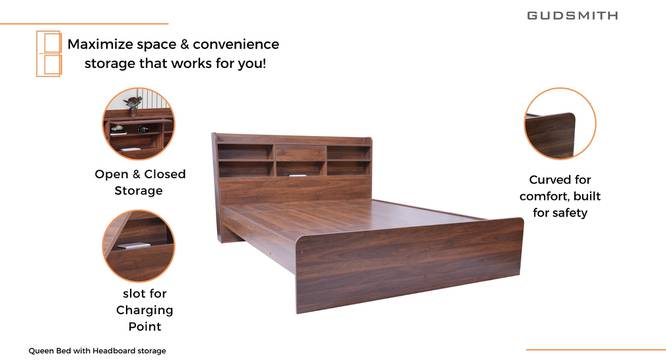 Planck Engineered Wood Non Storage Bed (Queen Bed Size, Columbian Walnut Finish) by Urban Ladder - - 