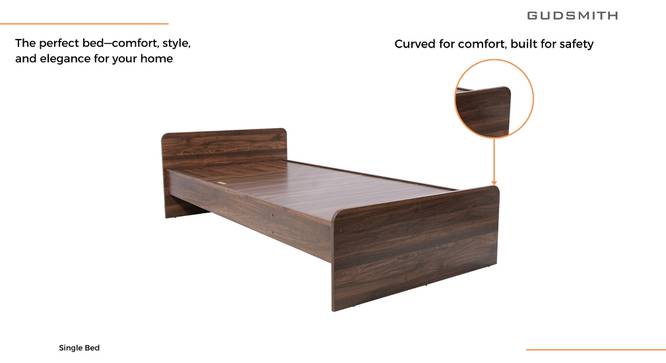 Marisol Non Storage Bed (Single Bed Size, Columbian Walnut Finish) by Urban Ladder - - 