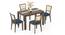 Atlas Crest Solid Wood 4 Seater Dining Table In Danish Walnut Finish With Reed Dining Chairs Set (Night Blue Velvet, Danish Walnut Finish, 4 No of Chairs, 4 Table Seating Capacity) by Urban Ladder - - 1003744