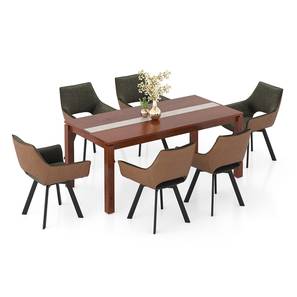 All 6 Seater Dining Table Sets Design Atlas Crest Storage Solid Wood 6 Seater Dining Table with Casey Swivel Dining Chair Set (DUAL TONE, HONEY Finish, 6 No of Chairs, 6 Table Seating Capacity)