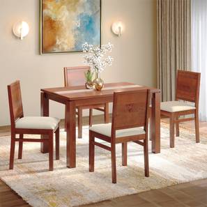 Terra Dining Room Collection Design Atlas Crest Storage Solid Wood 4 Seater Dining Table In Honey Finish with Atlas Dining chairs Set (Burnt Orange, HONEY Finish, 4 No of Chairs, 4 Table Seating Capacity)