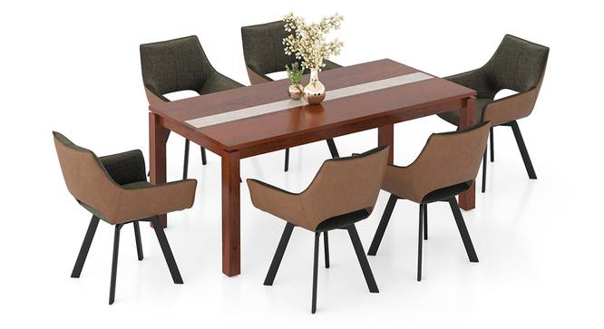 Atlas Crest Storage Solid Wood 6 Seater Dining Table with Casey Swivel Dining Chair Set (DUAL TONE, HONEY Finish, 6 No of Chairs, 6 Table Seating Capacity) by Urban Ladder - - 1003978