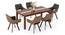 Atlas Crest Storage Solid Wood 6 Seater Dining Table In Honey Finish with set of 6 Casey Swivel Dining Chair in Dual Tone (DUAL TONE, HONEY Finish, 6 No of Chairs, 6 Table Seating Capacity) by Urban Ladder - - 