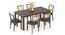 Atlas Solid Wood 6 Seater Dining Table With Reed Dining Chairs Set (Night Blue Velvet, Danish Walnut Finish, 6 No of Chairs, 6 Table Seating Capacity) by Urban Ladder - - 1004159