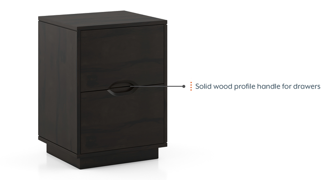 Zephyr Bedside Table Finish - American Walnut, (Metal Channel) (American Walnut Finish) by Urban Ladder - Side View - 