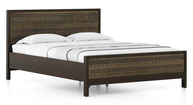 Masai Solid Wood Queen Size Non-Storage Bed In American Walnut - 2 Tone Finish (King Bed Size, American Walnut Finish) by Urban Ladder - Side View - 