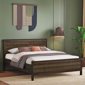 Masai Solid Wood Queen Size Non Storage Bed in American Walnut Finish-image-28
