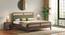 Hanoi Solid Wood Cane Queen Size - Non-storage - Bed In Danish walnut Finish, Fabric - Deep olive (King Bed Size, Danish Walnut Finish) by Urban Ladder - Front View Close View - 1004189